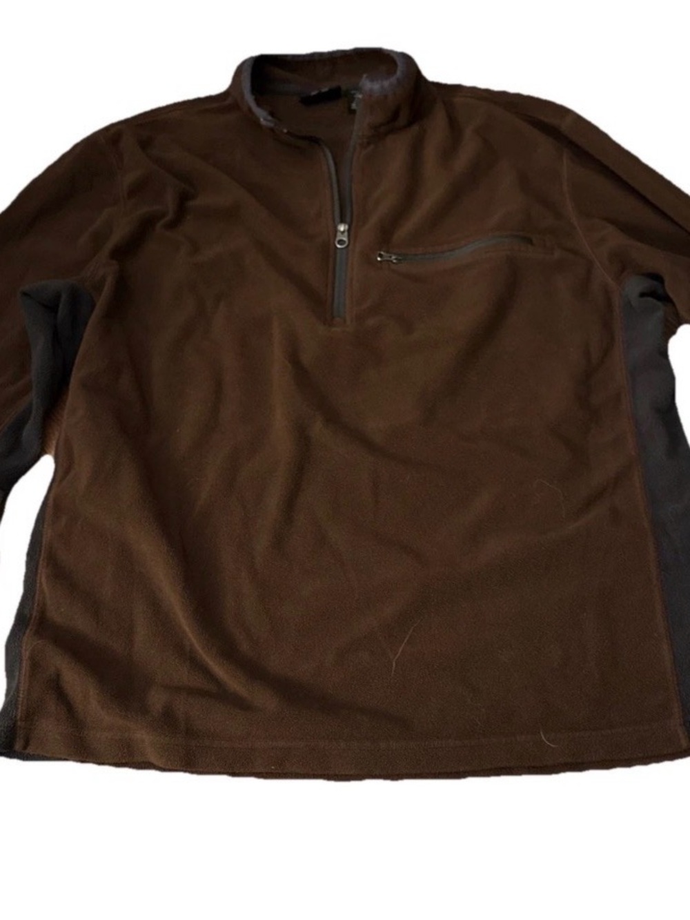 Alpine Brown Half-Zip Fleece Pullover with Dark Side Panels